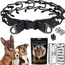PetJett ProTrainer Prong Collar for Dogs - Choke Collar for Dogs, Pinch Collar for Dog Adjustable No Pull Training Collar for Small Medium Large Dog - Safety Durable Stainless Steel Metal Choker Chain (Medium: 16 - 18" / 50 lbs, Full Black)