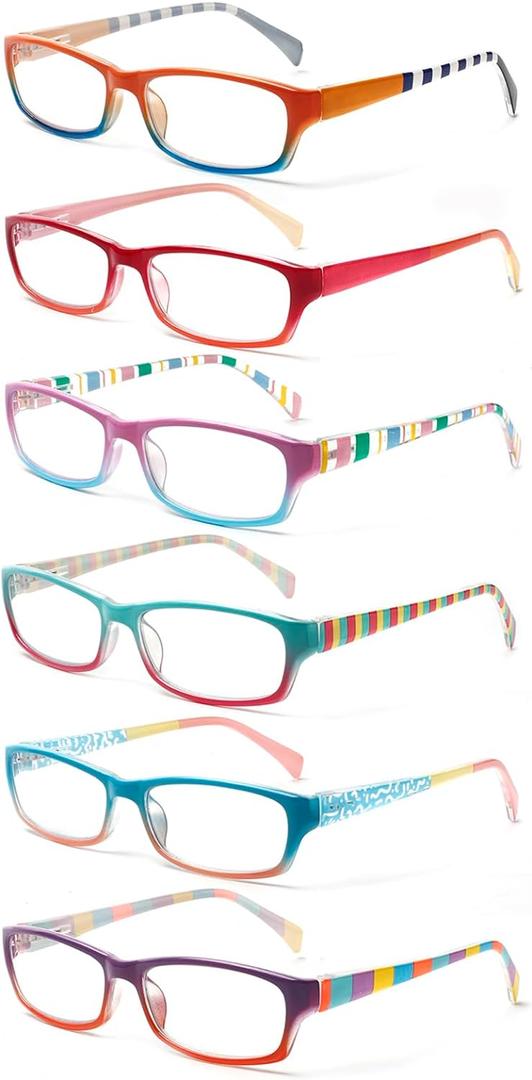 Kerecsen Computer Reading Glasses for Women Blue Light Blocking Glasses for Reading Fashion Pattern Print Eyeglasses for Womens(Mix Color -5, 4.00)