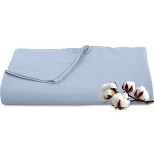 Royale Linens 300 Thread Count 100% Long Staple Combed Cotton Flat Sheet - Super Soft - Top Sheets - Twin Flat Sheet Sold Separately - Breathable, Cool & Crisp Percale Sheets Only (Twin, Lake Blue)