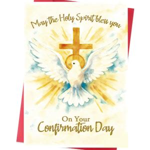 2 x Confirmation Card Confirmation Gifts for Boys and Girls, Holy Spirit Religious Keepsake for Teen Boys and Teen Girls