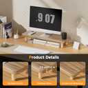 Monitor Stand Riser, 24 Inch Wood Desk Organizer with Monitor Stand & Storage Computer Monitor and Laptop Riser Multifunctional Laptop Stand Desk Organizer for Office Home Screen/Laptop/PC (Light Walnut)