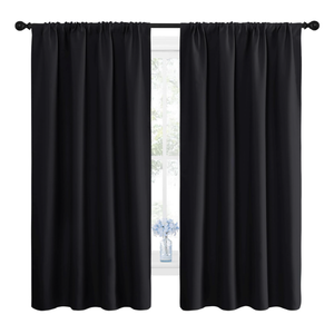 NICETOWN Black Blackout Curtain Blinds  Solid Thermal Insulated Window Treatment Blackout Drapes/Draperies for Bedroom (2 Panels, 42 inches Wide by 63 inches Long, Black)