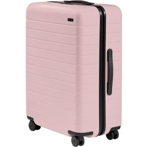 Away Medium Checked Luggage, Lightweight Hard Shell Suitcase with Spinner Wheels, Durable Rolling Luggage, TSA Lock, 26 Inch, Blush Pink
