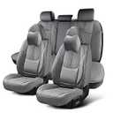 KIDYACWST Auto Car Seat Covers Accessories Full Set Leather Cushion Protector Breathable Waterproof Seat Cover for Cars Universal Fit (Grey, Front Pair and Rear)