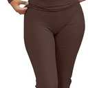 ANRABESS Women 2 Piece Outfits Spring Lounge Sets Long Sleeve Cropped Top Fold Over Flare Pants Comfy Pajamas Set Y2K Clothes (Medium, Coffee)