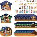 30 Sets Religious Crafts Nativity Stickers for Holy Night Religious Party Jesus Christmas Tree Kids Religious Christmas Jesus Birth Activities Party Supplies with Scene Cardboard and Rope