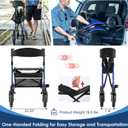 MAXWALK Walkers for Seniors, Rollator Walker with Seat, 10" Rubber Wheels All Terrain Rollator Walker with Backrest, Aluminum Walkers Built-in Cable, Foldable and Adjustable Height for Seniors, Blue