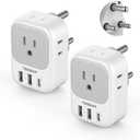 South Africa Plug Adapter Pack of 2, TESSAN Type M Power Adapter with 4 AC Outlets 3 USB Ports(1 USB C), Travel Adaptor US to Botswana Namibia Nepal Bhutan
