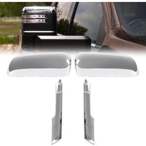 Chrome Towing Top+Side Clip-On Mirror Covers Replace for 2020 2021 2022 2023 2024 2025 Chevy Silverado GMC Sierra 2500HD 3500HD (Chrome)