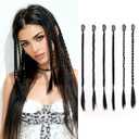6 PCS Clip in Braid Hair Extensions for Braids 14'' Synthetic Braided Hair Pieces 3 Styles Faux Black Brown Hair Braid Extension Clip on Braids for Women Girls Daily Costume Party Use