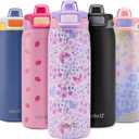 Ello Pop & Fill 18oz Stainless Steel Kids Water Bottle with Quick Fill Lid | Vacuum Insulated BPA Free Bottle with Leak Proof Straw and Chug Lid, Dishwasher Safe, Gift For Kids Teens, Winging It