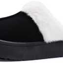 VIVASUN Platform Slippers for Women Memory Foam House Slippers Thick Sole Slip-Resistant Fuzzy House Shoes Winter Indoor and Outdoor, 44-45