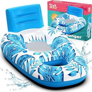 Premium Adult Pool Floats | XL Pool Float Lounger | Pool Floats Adult Heavy Duty Floaties | Pool Rafts for Adults | Pool Floaties with Comfortable Backrest & 2 Cup Holders|Tropical Design by Poolsider