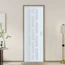 DIYHD 32X96in White Accordion Door with Frosted Acrylic Glass,PVC Folding Closet Door with Installation Hardware