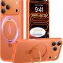 TORRAS for iPhone 17 Pro Max Case with Stand, Camera Control Button, Fit for MagSafe, Military Grade Protection, Translucent Slim Soft Edge Case for iPhone 17 Pro Max 6.9", Orange