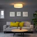 Luupyia 3-Lights Drum Ceiling Light Fixture 12.6 Inches, Vintage Unique Semi Flush Mount Ceiling Lighting with Fabric Drum Shade, Farmhouse Chandeliers for Bedroom, Hallway, Entry, Foyer E26 60W