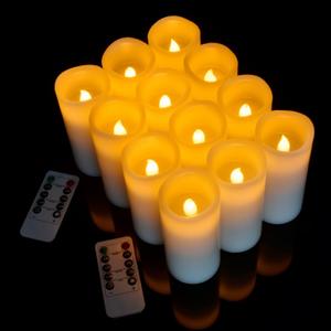 Vinkor Flameless Candles Battery Operated Candles Real Wax Pillar LED Candles with 10-Key Remote and Cycling 24 Hours Timer (Ivory Set of 12 D2.2 X H 5")
