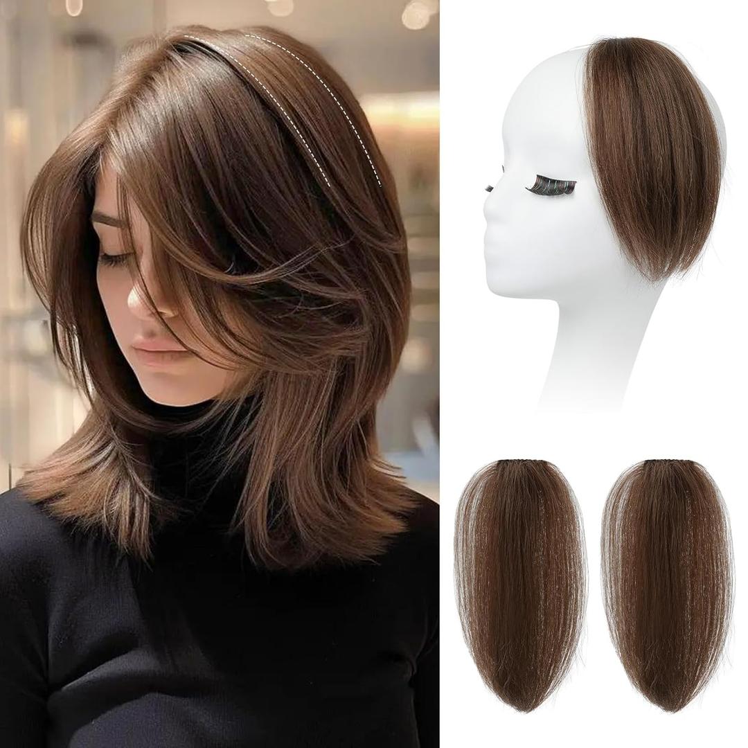 REECHO Clip in Hair Volumizer, Short Thick Clip in Hairpieces Adding Extra Hair Volume Extensions for Women with Thin Fine (Ginger Brown, 8 Inch(Pack of 2))