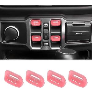 4PCS Upgraded Window Switch Button Cover Compatible with Jeep Wrangler JL JLU Gladiator JT 2018-2024(Pink-1)