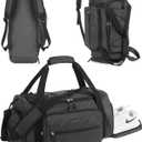 BAGSMART 4-IN-1 Gym Bag for Women,TSA Lightweight Duffle Bag for Travel with Shoe Compartment & Wet Pocket, Medium Size Carry On Weekender Bags for Women,Water Resistant Travel Duffel Backpack,Black