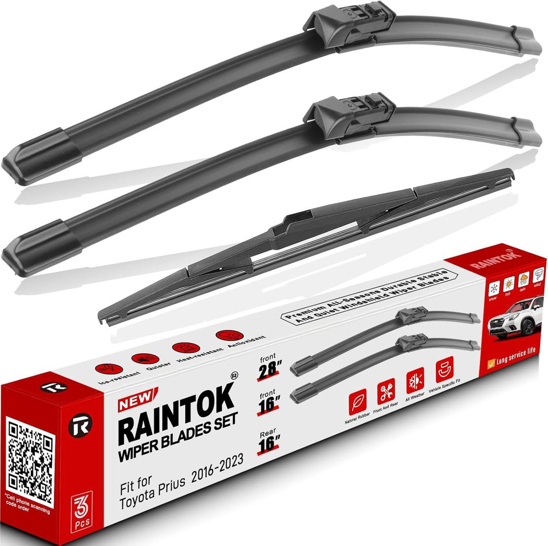 Windshield Wiper Blades Replacement for Toyota Prius 2016-2022 Original Factory Quality Front Rear Wipers Blade Set for My Car - 28" 16" 16" (Pack of 3)