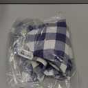 Smiry Square Picnic Table Cloth, Elastic Waterproof Fitted Vinyl Tablecloths, Flannel Backed Buffalo Plaid Table Covers for Dining, Camping, Outdoor (White and Navy, 24" x 24")