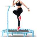 40" Fitness Mini Trampoline with Adjustable Handle Bar, 330lbs Foldable Bungee Rebounder for Adults, Stable & Quiet Exercise Rebounder Indoor Workout