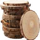 FSWCCK 17 PCS Unfinished Wood Slices for Centerpieces - 5.1-5.5 Inch,Round Natural Discs with Tree Bark, Wooden Cookies Circles for Crafts Christmas Ornaments, Rustic Wedding Decor,Table Decoration