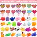 28 Pack Valentines Day Gifts for Kids, Animal Mochi Squishies Filled Heart-Shape Box and Greeting Cards Kawaii Squishies Stress Relief Fidget Toys Classroom Exchange Party Favors Prizes Gifts