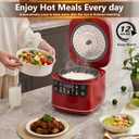 Portable Digital Rice Cooker, 6-Cup (Uncooked)/12-Cup (Cooked) Small Rice Maker with Steaming Basket, Mini Rice Cooker with 2L Removable Nonstick Inner Pot, 10 Menu Options, Auto Keep Warm, 24 Hour Delay Timer (Dark Red)