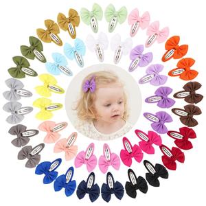 40PCS Snap Hair Bows Clips with Grosgrain Ribbon for Girls, 2 Inch Hair Accessories for Kids and Teens