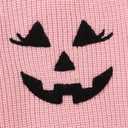 Toddler Girl/Boy Halloween Sweater Pumpkin Smile Embroidery Sweater Knitted Pullover Fall Winter Clothes (Pink)