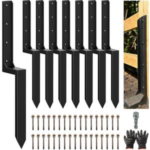 8PCS Fence Post Repair Kit, Heavy Duty Fence Posts Repair Stakes for Fix Wooden Broken Posts, Repair Tilted