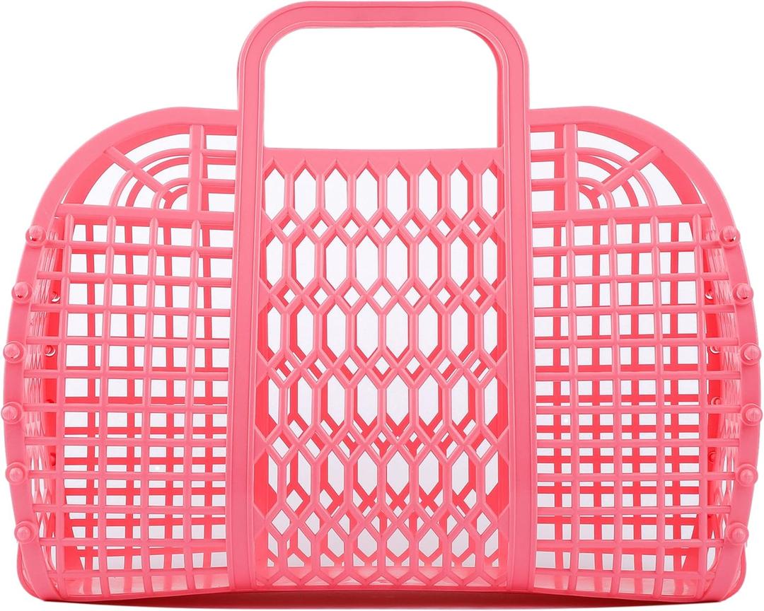 BABANA Jelly Bags - Beach Bags for Women | Large Tote Bag, Purse, Market Basket | Unique Beach Essentials for Vacation (Large) - Rose Pink