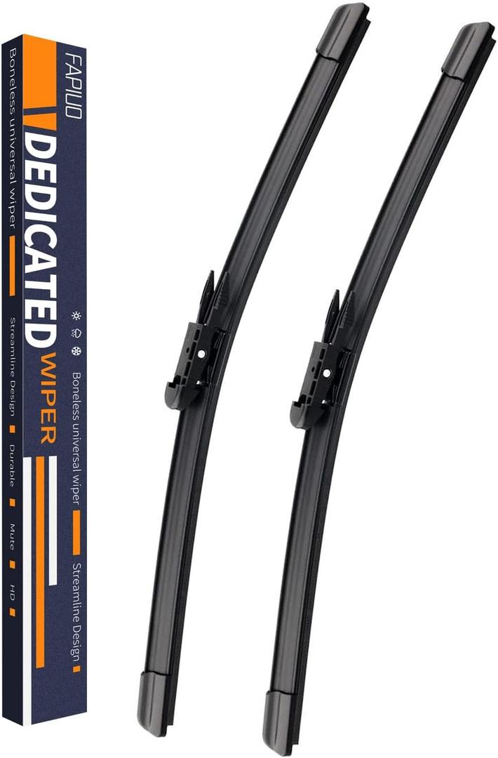 Replacement for BMW 320i 2013-2018,328i 2010-2016,335i 2010-2015,M3 2015-2018,AUDI A3/A3 QUATTRO 2006-2013 Silent Wipers -FAPIUO Front Windshie Wipers Pinch Tab 24"+19" Blade Set (2 Pack