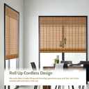 Kokorona Cordless Sheer Bamboo Roman Shades with Valance, Light Filtering Woven Bamboo Blinds for Windows, Natural Window Blinds Roll Up Shades for Home & Patio, 29" W x 64" H, Light Russet