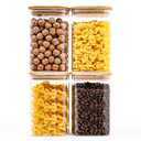 SHOWIN Glass Food Storage Jars Square 37oz, 3 Pack Glass Jars With Bamboo Lids, Kitchen Storage Containers For Spice, Candy, Cookie, Storage For Pantry Organizers