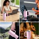 40 Oz Insulated Tumbler with Flip Straw Lid - 100% Leakproof, 100% Clean, Vacuum insulated Stainless Steel | BPA-Free, Handle & Cupholder Compatible - 24H Cold, Travel/Gym/Office (Pink Sand)