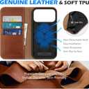 SHIELDON Genuine Leather Wallet Case for iPhone 17 Pro Max 6.9-inch 2025 | Flip | Magnetic Cover | RFID Blocking Credit Card Holder | Kickstand | Shock-Absorbent Case | Retro Brown