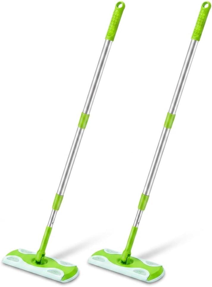 2-Pack Extra Long Extendable Mop Handle Compatible with Swiffer Dry & Wet Mops -Aluminum Telescopic Replacement Handle for Swiffer Wet & Dry Mopping(Green)