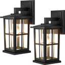 BesLowe 2-Pack Outdoor Light Fixtures Wall Mount, Waterproof Exterior Wall Lanterns Porch Lights, Matte Black Outside Lights for House with Clear Glass Shades for Garage Front Door, Bulb not Included