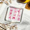 Positive Affirmation Bible Verse Desk Decor Acrylic Sign 4X4 Inch, Preppy Coquette Pink Bow Desk Decorative Signs for Shelf Tabletop Cubicle Room Office, Christian Gifts for Women Men Friends