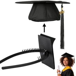 Super Strong Graduation Cap Headband, Black Headband with Hook and Loop Felt, Keep Your Grad Cap Insert Device, Perfect Graduation Gift for Graduates, 1 Pc