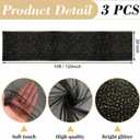 3 Pcs Wedding Gauze Table Runner 10 ft Glitter Bling Metallic Foil Sheer Tulle Chiffon Cheesecloth Sequin Tabletop Decor for Graduation Birthday Anniversary Dinner Party (Black)