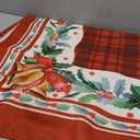 Romanstile Christmas Checkered Rectangle Tablecloth, Winter Holly Bell Table Cloth, Red Buffalo Plaid Xmas Table Cover for Dining, Party, Holiday Decor - 60 x 84 Inch