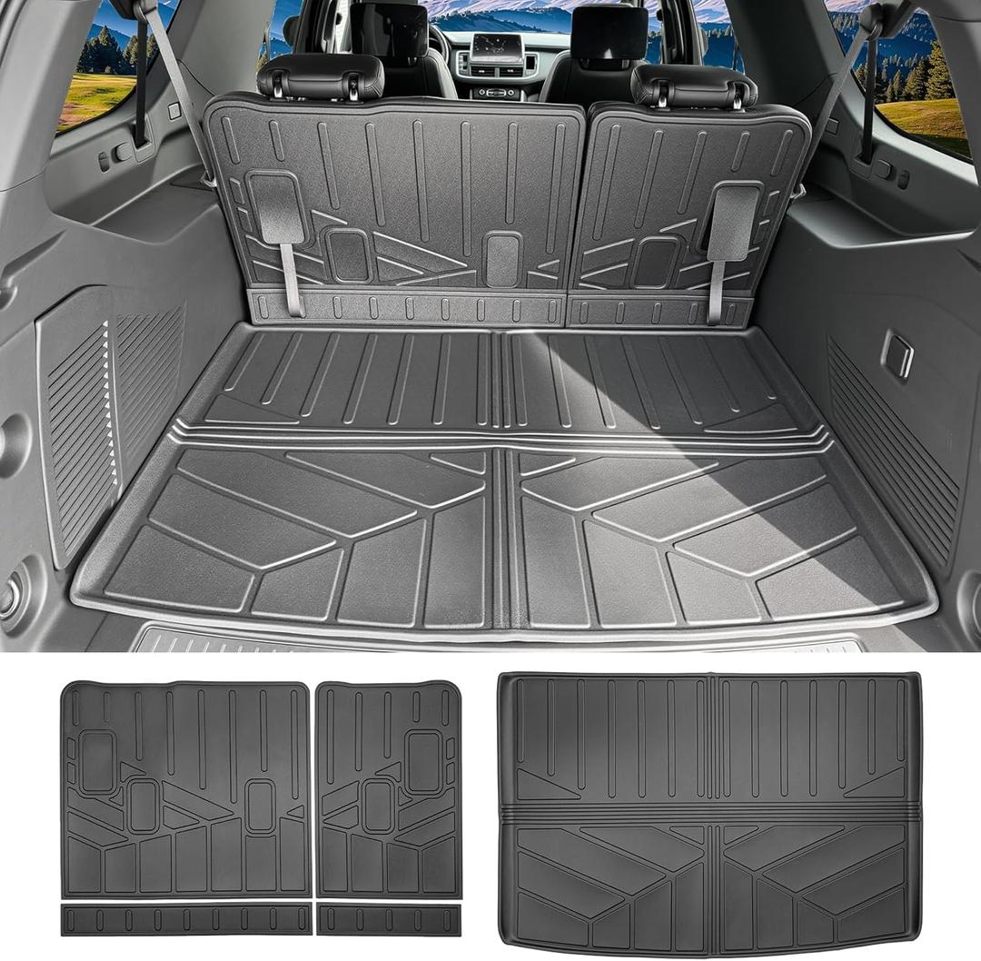 Cargo Liners for 2021-2026 Chevrolet Chevy Suburban/GMC Yukon XL Trunk Mat with 3rd Row Seat Back Cover Accessories, All Weather Rear Cargo Mat Backrest Protector(Only for XL,Not for Yukon)