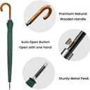 G4Free 54 Inch Large Windproof Umbrella for 2 Persons, 16 Ribs Auto Open Classic Wooden J Handle Cane Stick Golf Rain Umbrellas for Men Women Travel 120cm