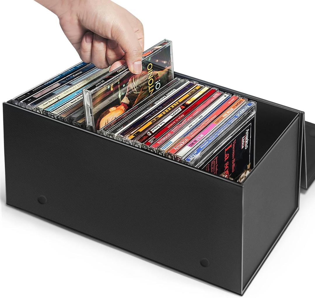 CD Storage Box, CD Holder Store 30 Jewel Cases, Disc Holder Media Storage Organizer
