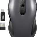 WisFox 2.4G Wireless Mouse for Laptop, Ergonomic Computer Mouse with USB Receiver and 3 Adjustable Levels, 6 Button Wireless Mice for Windows Mac PC Notebook (Grey)