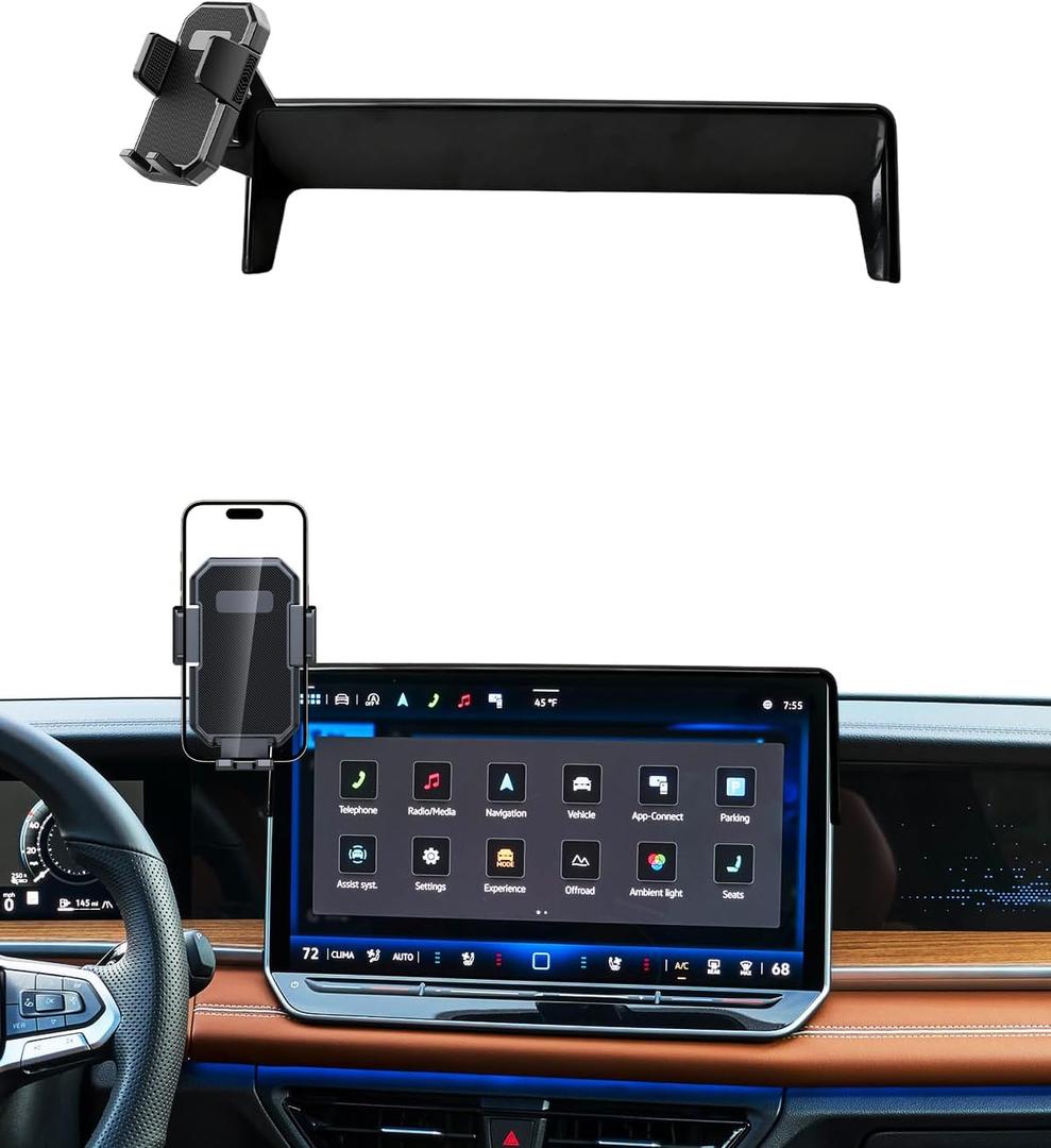 PZK Car Phone Holder for 2025-2026 Volkswagen VW Tiguan Accessories 15-Inch Screen Fixed Clip, Auto Lock Car Phone Mount with Sunglasses Storage Box 360 Rotation (Not fit 12.9-Inch)